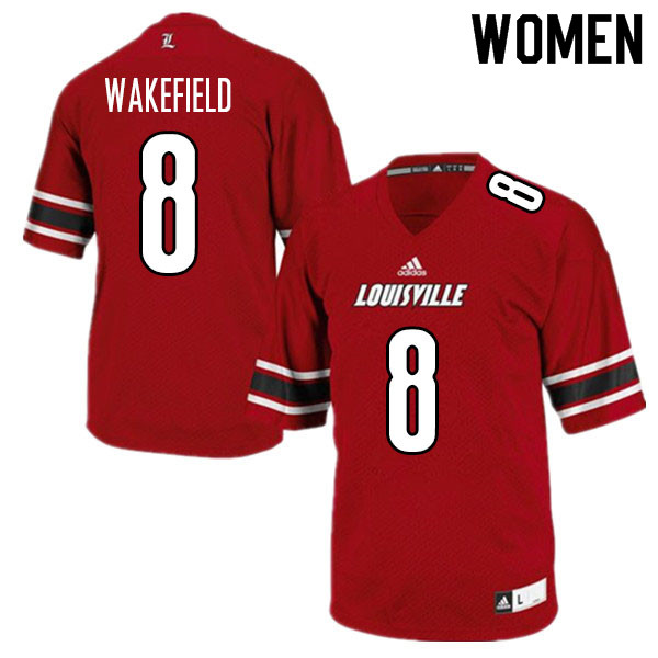 Women #8 Keion Wakefield Louisville Cardinals College Football Jerseys Sale-Red - Click Image to Close